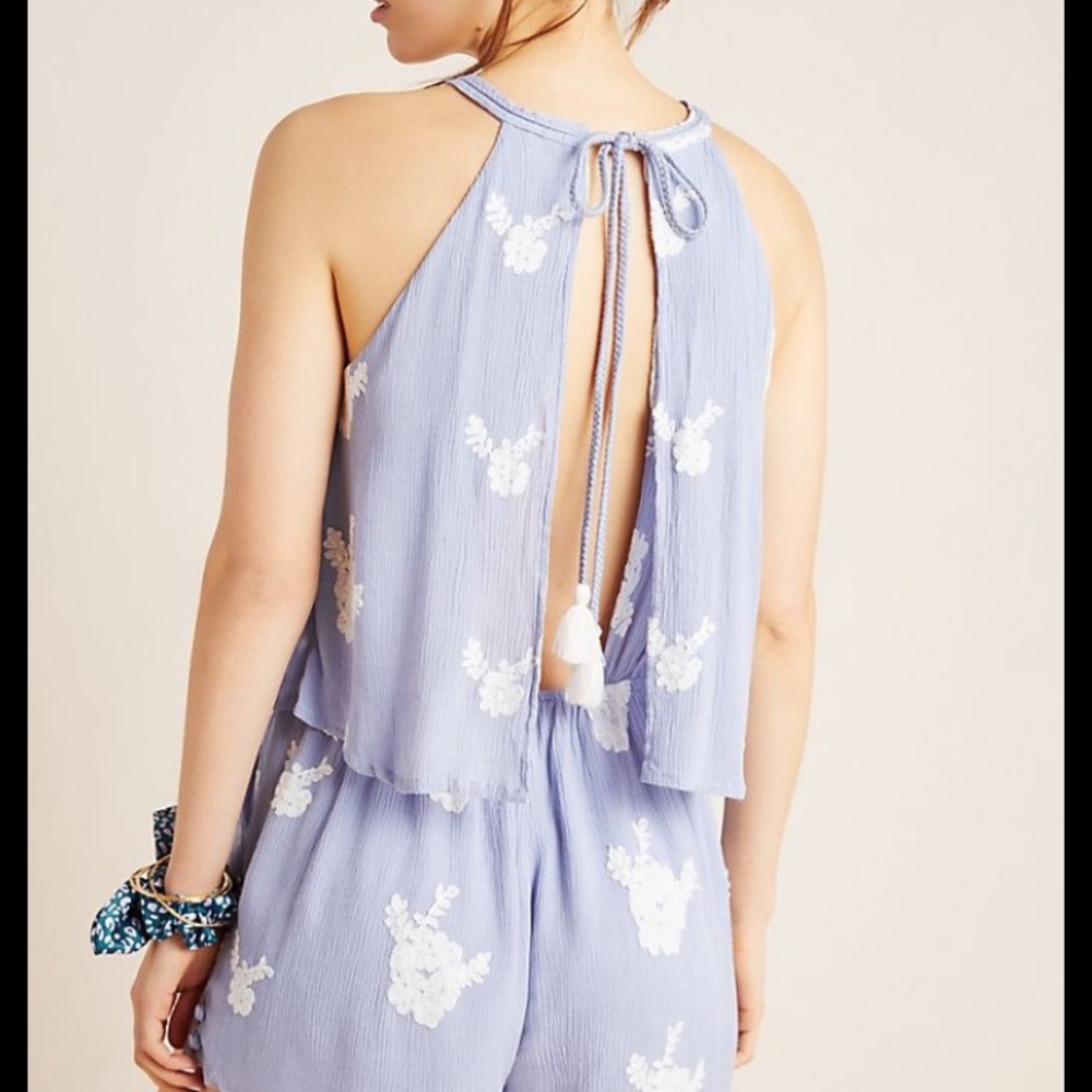 Anthropologie iris embroidered romper